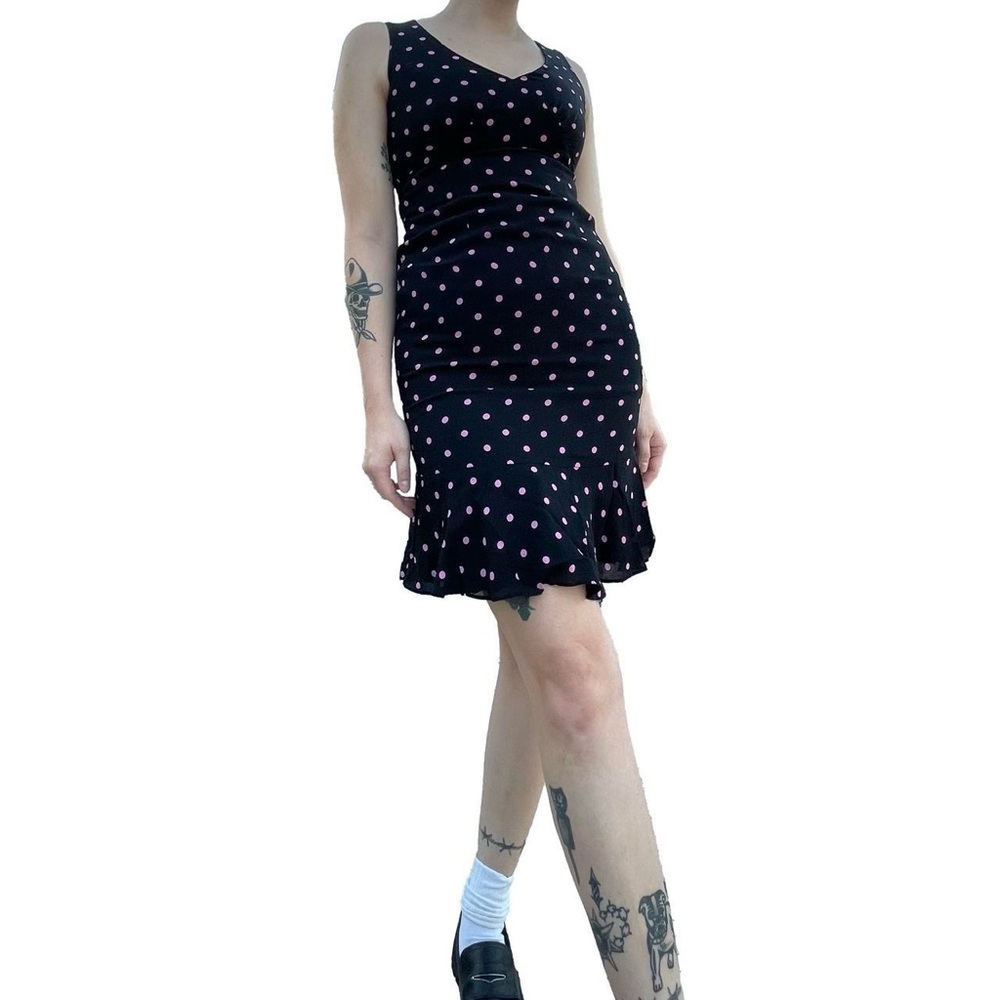 Black and Pink Polka Dot Dress